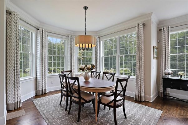 Chandelier, Dining room, Interior, Wood Texture Flooring