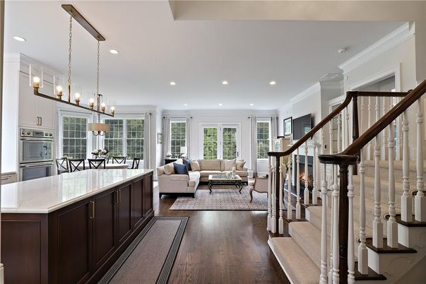 Dining room, Interior, Kitchen, Living room, Pendant Lights, Recessed Lighting, Wood Texture Flooring