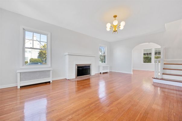 Chandelier, Empty room, Fireplace, Interior, Wood Texture Flooring