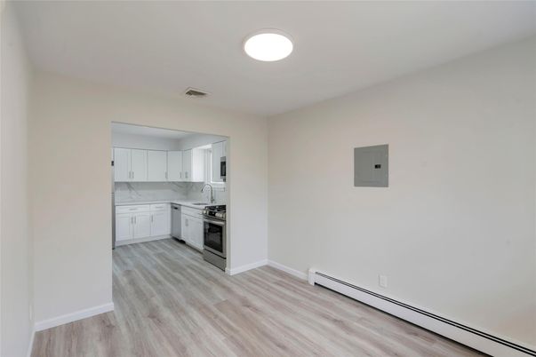 Interior, Kitchen, Marble Walls, Wood Texture Flooring