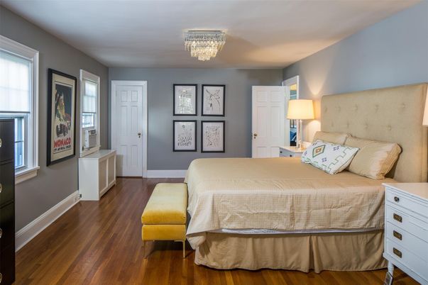 Bedroom, Chandelier, Interior, Wood Texture Flooring