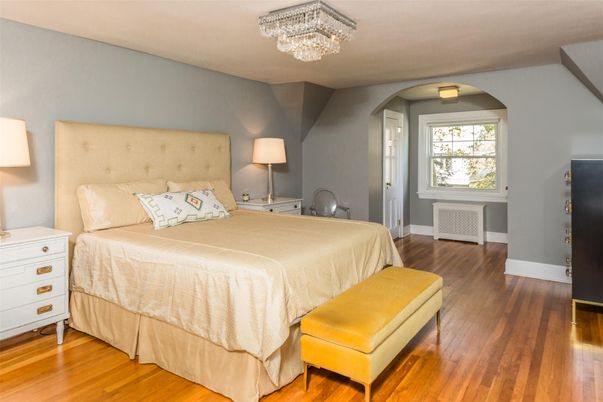 Bedroom, Chandelier, Interior, Wood Texture Flooring