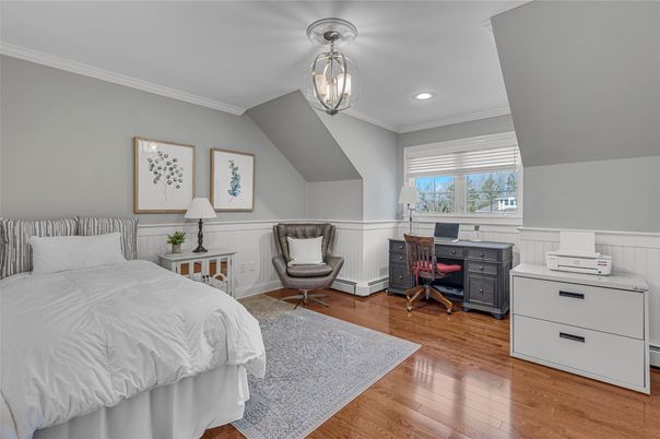 Bedroom, Home Office, Interior, Recessed Lighting, Wood Texture Flooring
