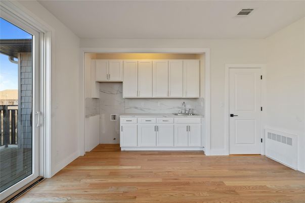 Interior, Kitchen, Marble Walls, Wood Texture Flooring