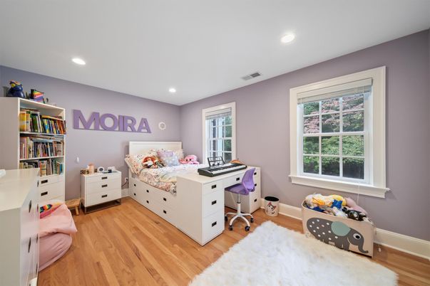Bedroom, Home Office, Interior, Recessed Lighting, Wood Texture Flooring