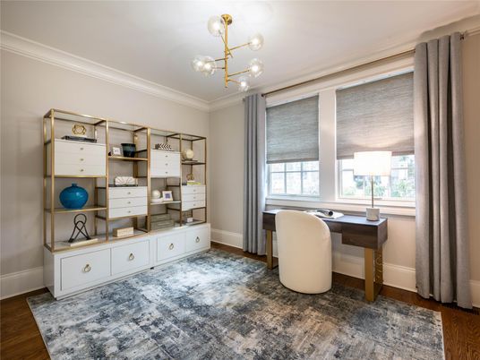 Home Office, Interior, Pendant Lights, Wood Texture Flooring