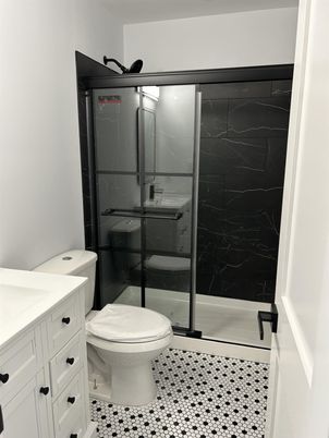 Bathroom, Glass Shower, Interior, Marble Walls