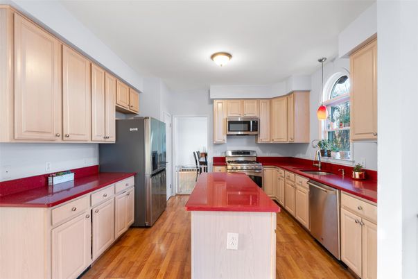 Interior, Kitchen, Stainless Steel Appliances, Wood Texture Flooring