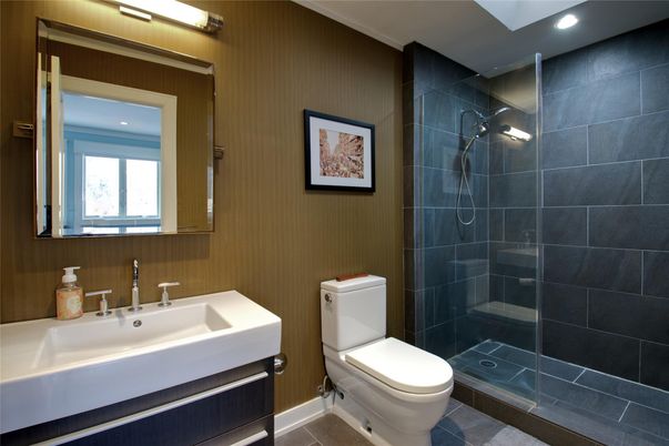 Bathroom, Glass Shower, Interior, Recessed Lighting