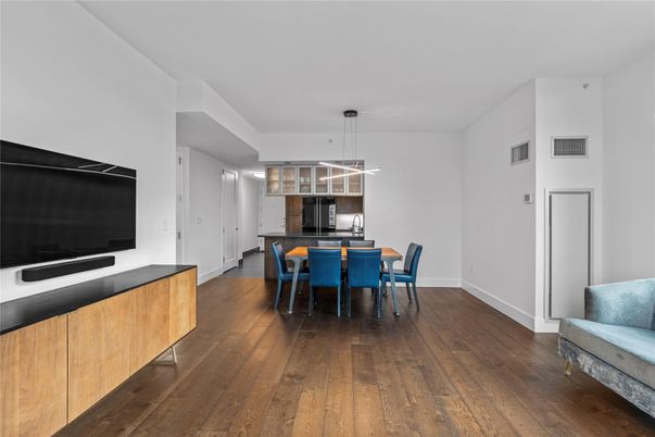 Dining room, Interior, Kitchen, Pendant Lights, Wood Texture Flooring
