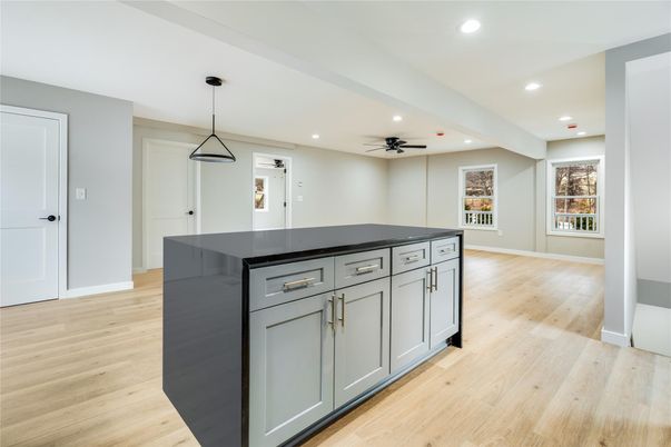Interior, Kitchen, Pendant Lights, Recessed Lighting, Wood Texture Flooring