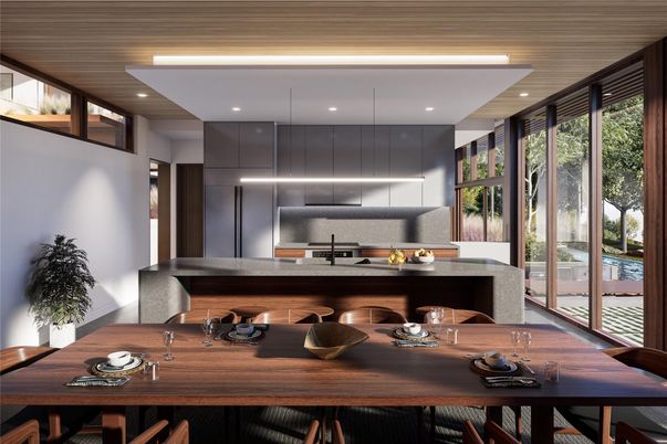 Dining room, Interior, Kitchen, Recessed Lighting, Stainless Steel Appliances