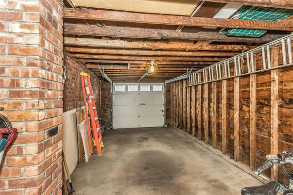 Garage, Interior, Stone Walls, Wooden Beams