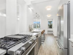 Interior, Kitchen, Pendant Lights, Stainless Steel Appliances, Wood Texture Flooring