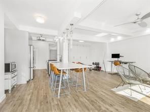 Dining room, Interior, Kitchen, Stainless Steel Appliances, Wood Texture Flooring