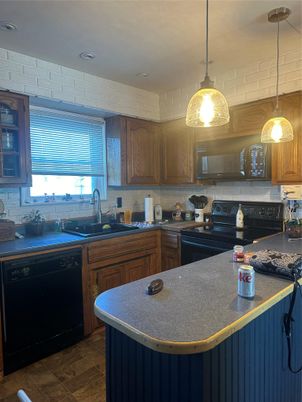 Interior, Kitchen, Pendant Lights, Wood Texture Flooring
