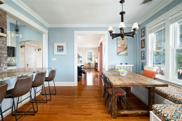 Chandelier, Dining room, Interior, Pendant Lights, Wood Texture Flooring