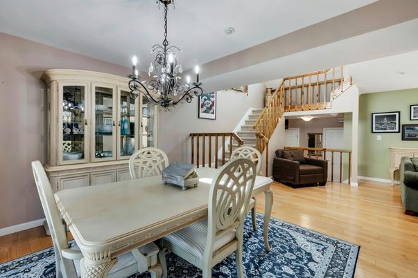 Chandelier, Dining room, Interior, Wood Texture Flooring