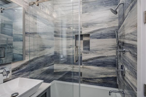 Bathroom, Glass Shower, Interior, Marble Walls
