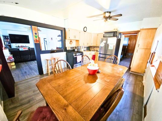 Dining room, Interior, Kitchen, Living room, Wood Texture Flooring