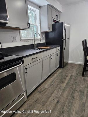 Interior, Kitchen, Stainless Steel Appliances, Wood Texture Flooring