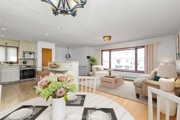 Interior, Kitchen, Living room, Recessed Lighting, Stainless Steel Appliances, Wood Texture Flooring