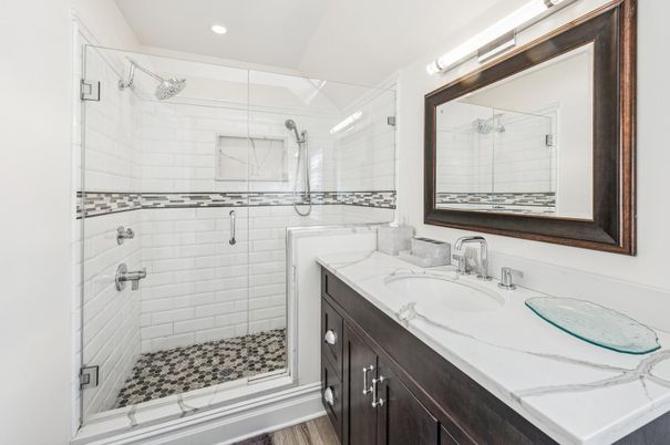 Bathroom, Glass Shower, Interior, Recessed Lighting