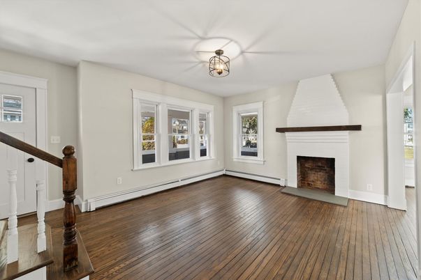 Empty room, Fireplace, Interior, Wood Texture Flooring