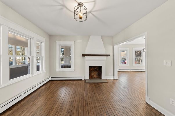 Empty room, Fireplace, Interior, Wood Texture Flooring