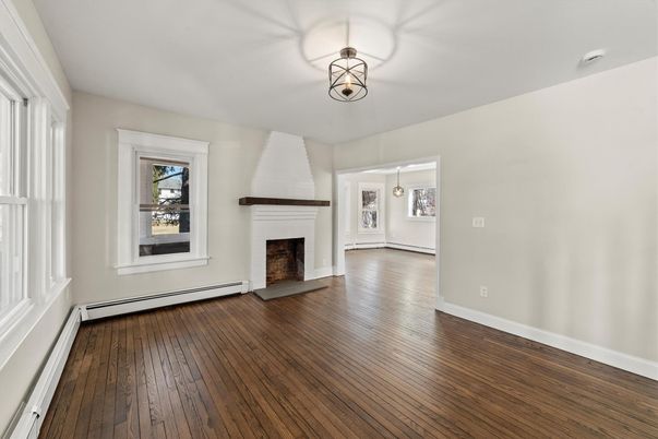 Empty room, Fireplace, Interior, Wood Texture Flooring