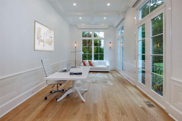 Home Office, Interior, Recessed Lighting, Wood Texture Flooring
