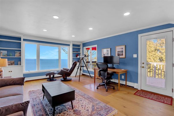 Home Office, Interior, Recessed Lighting, Water, Wood Texture Flooring