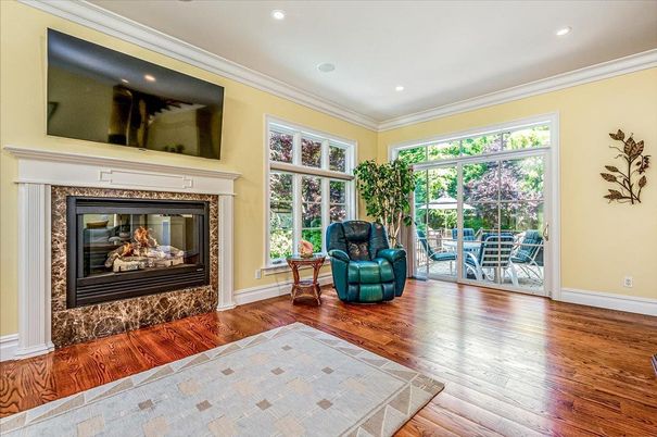 Fireplace, Interior, Recessed Lighting, Wood Texture Flooring