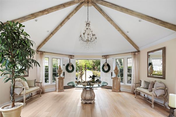 Chandelier, Interior, Wooden Beams, Wood Texture Flooring