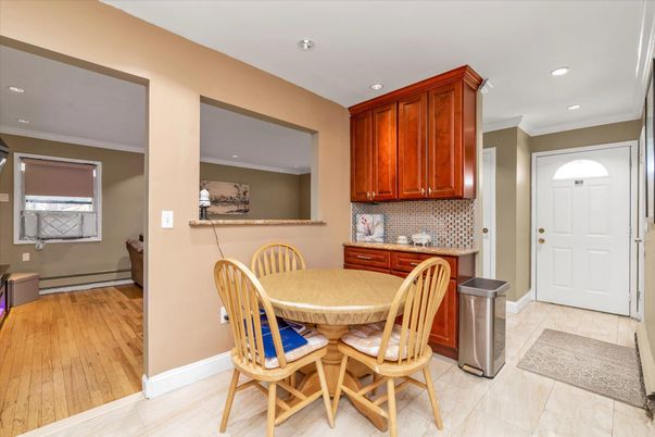 Dining room, Interior, Recessed Lighting, Wood Texture Flooring