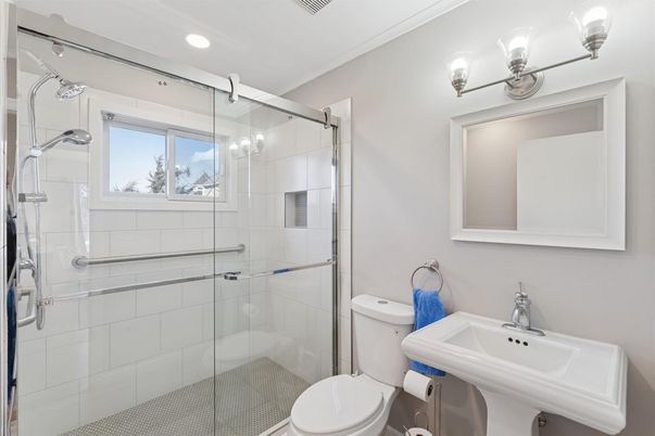 Bathroom, Glass Shower, Interior, Recessed Lighting