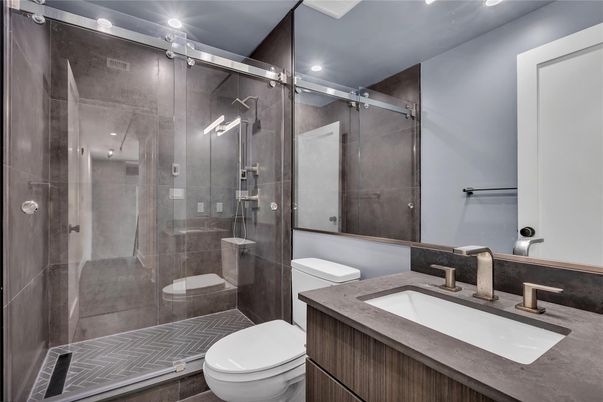 Bathroom, Glass Shower, Interior, Recessed Lighting