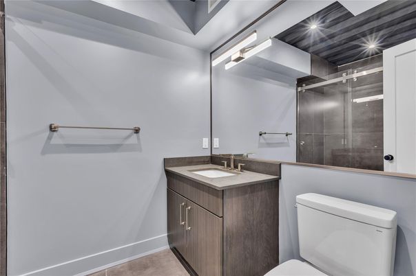 Bathroom, Glass Shower, Interior, Recessed Lighting