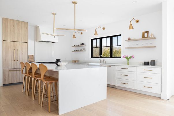 Interior, Kitchen, Pendant Lights, Recessed Lighting, Wood Texture Flooring