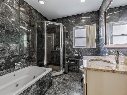 Bathroom, Glass Shower, Interior, Recessed Lighting