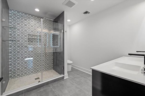 Bathroom, Glass Shower, Interior, Recessed Lighting