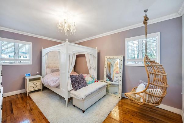 Bedroom, Chandelier, Interior, Wood Texture Flooring