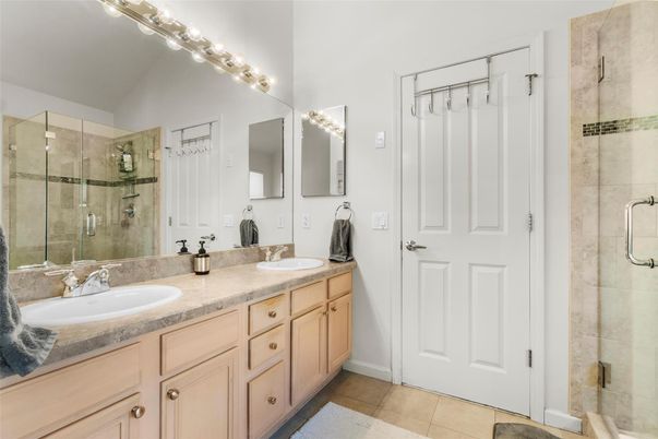Bathroom, Dual Sink Vanities, Glass Shower, Interior