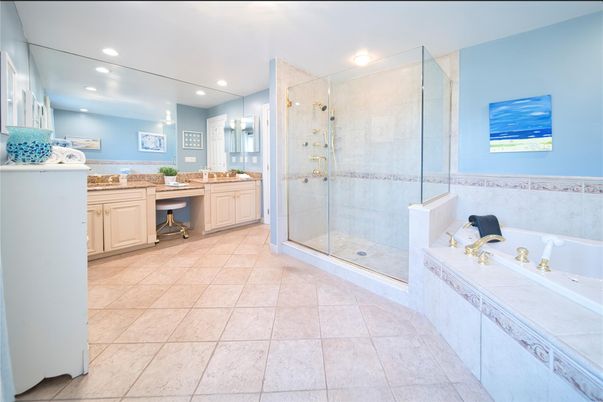 Bathroom, Dual Sink Vanities, Glass Shower, Interior, Recessed Lighting