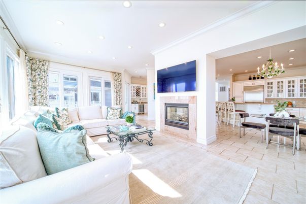 Dining room, Fireplace, Interior, Kitchen, Living room, Recessed Lighting