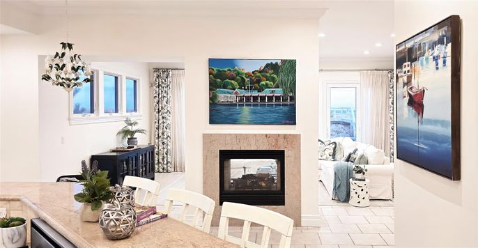 Fireplace, Interior, Living room, Pendant Lights, Recessed Lighting