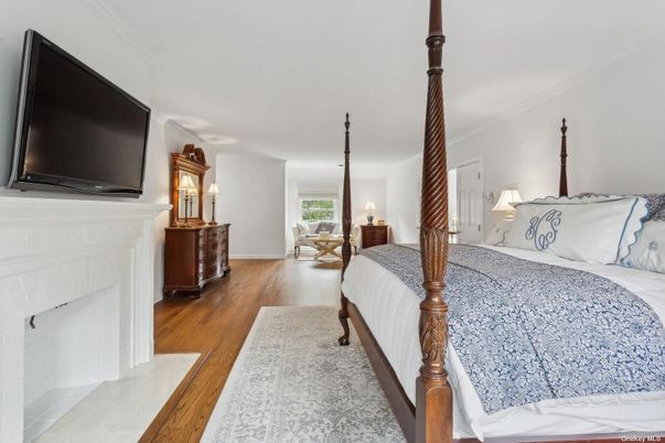 Bedroom, Fireplace, Interior, Wood Texture Flooring