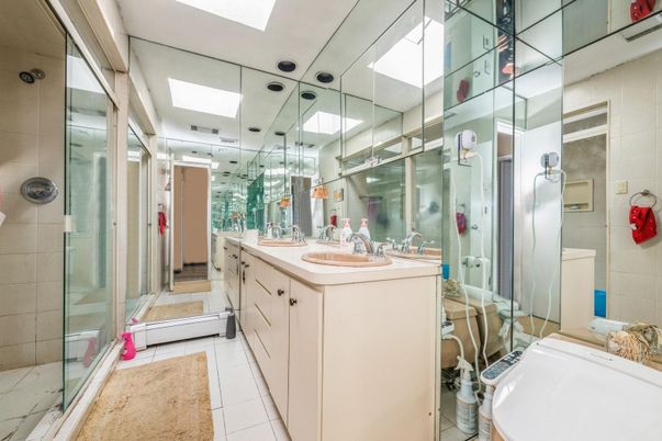 Bathroom, Dual Sink Vanities, Glass Shower, Interior, Recessed Lighting