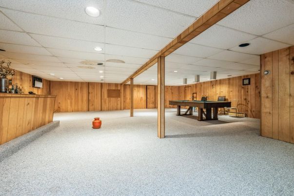Game Room, Interior, Recessed Lighting, Wooden Walls