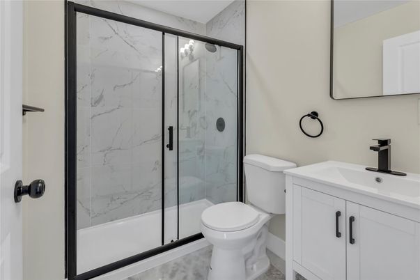 Bathroom, Glass Shower, Interior, Marble Walls